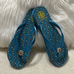 Tory Burch Teal flip flips sz 8